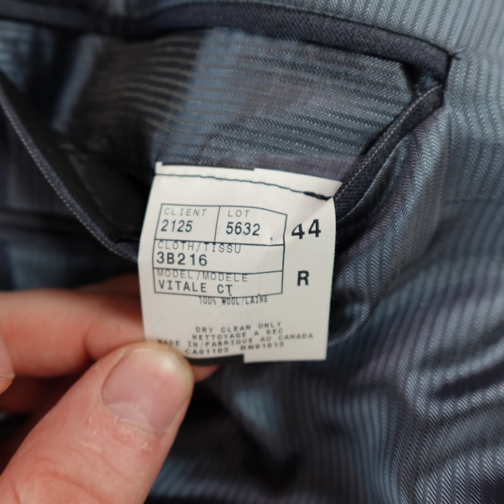 Jack Victor Blazer Mens 44R 100% Wool Blue Vitale CT Pinstripe Three Button Flaw - Picture 7 of 16